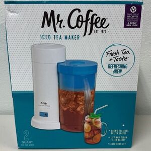 Mr Coffee Blue 2 Quart Iced Tea Maker Refeshing Brew BPA Free Pitcher Open Box